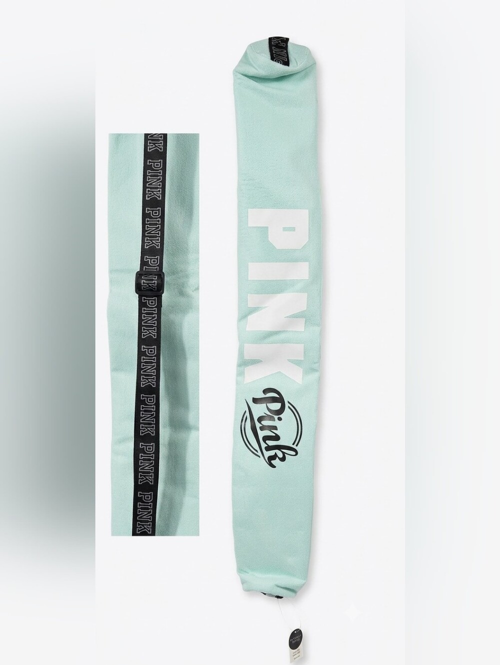 NWT VS PINK Insulated 6 Can Cooler Sling Bag Mint Green Black Logo Tube Carrier